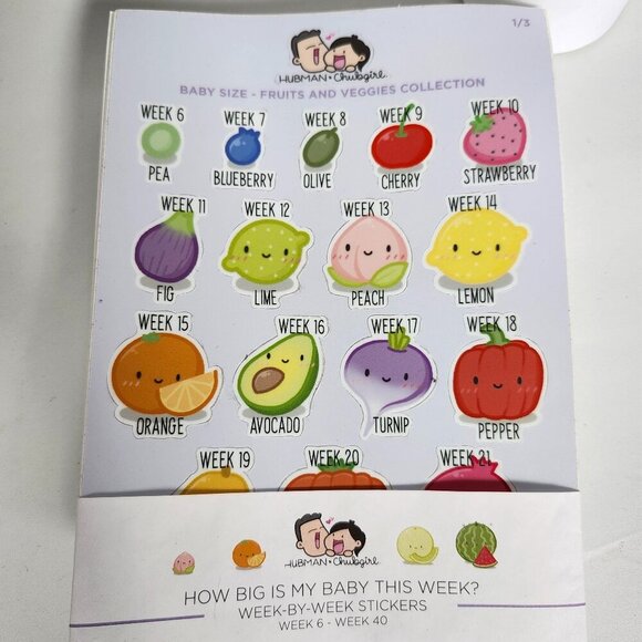 Hubman and Chubgirl How Big is My Baby This Week? Fruits Collection Print SET - Picture 3 of 3